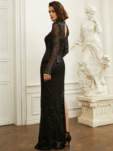 Luxurious Black Sequin Split Cocktail Dress